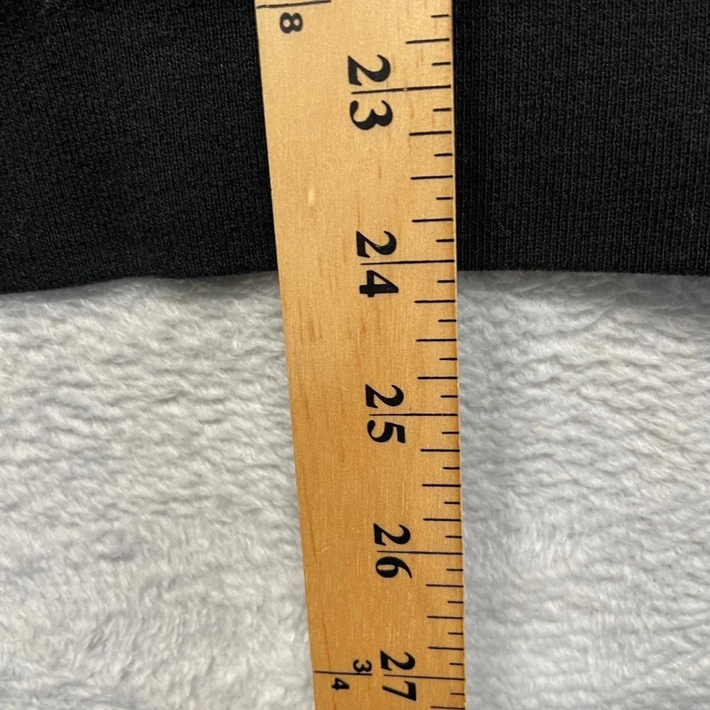 PINK Victoria's Secret Zip Hoodie Women Medium Black Sherpa Hood white Stripe - Picture 8 of 11